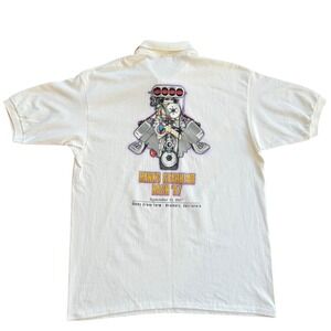 Banks Gearhead Bash 97 Polo Shirt‎ XL White Automotive Car Show Vintage Mens